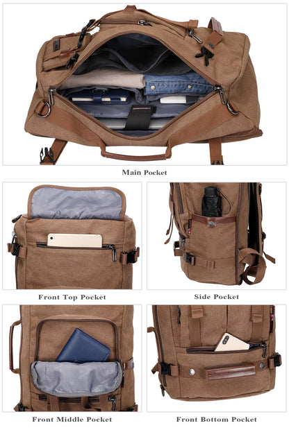 WITZMAN Canvas Travel Backpack for Men Vintage Laptop Backpack