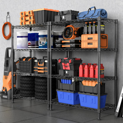 MZG 1000 lbs Storage Shelving Steel Heavy Duty 4-Tier Utility Shelving Unit Steel Organizer Wire Rack for Home,Kitchen,Office,Black 35 D x 60 W x 135.8 H (cm)