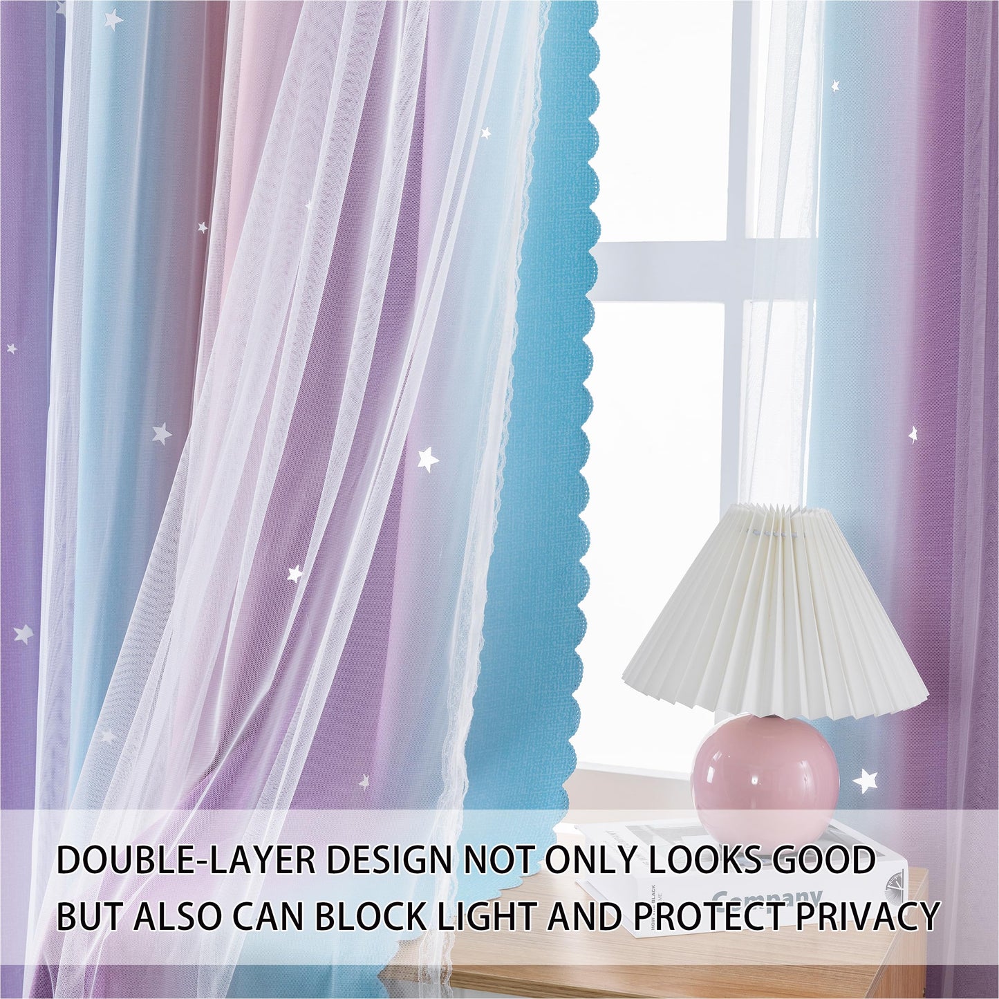 XiDi Blackout Rainbow Curtains 2 Panels for Girls Kids Bedroom Nursery Living Room Decor Rideaux Occultants Drapery with Eyelet for Windows W52xL84 Inch Wall Decals