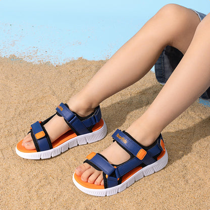 DREAM PAIRS Boys Girls Sandals Kids Toddler Athletic Summer Water Open Toe Shoes for Toddler/Little Kids/Big Kids,Size 1 Little Kid,Navy/Orange,KKUMST2503