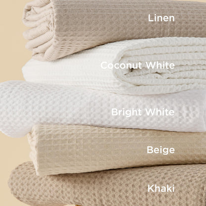Bedsure PureWoven 3 Pieces 100% Cotton Waffle Duvet Cover Set, Queen, White