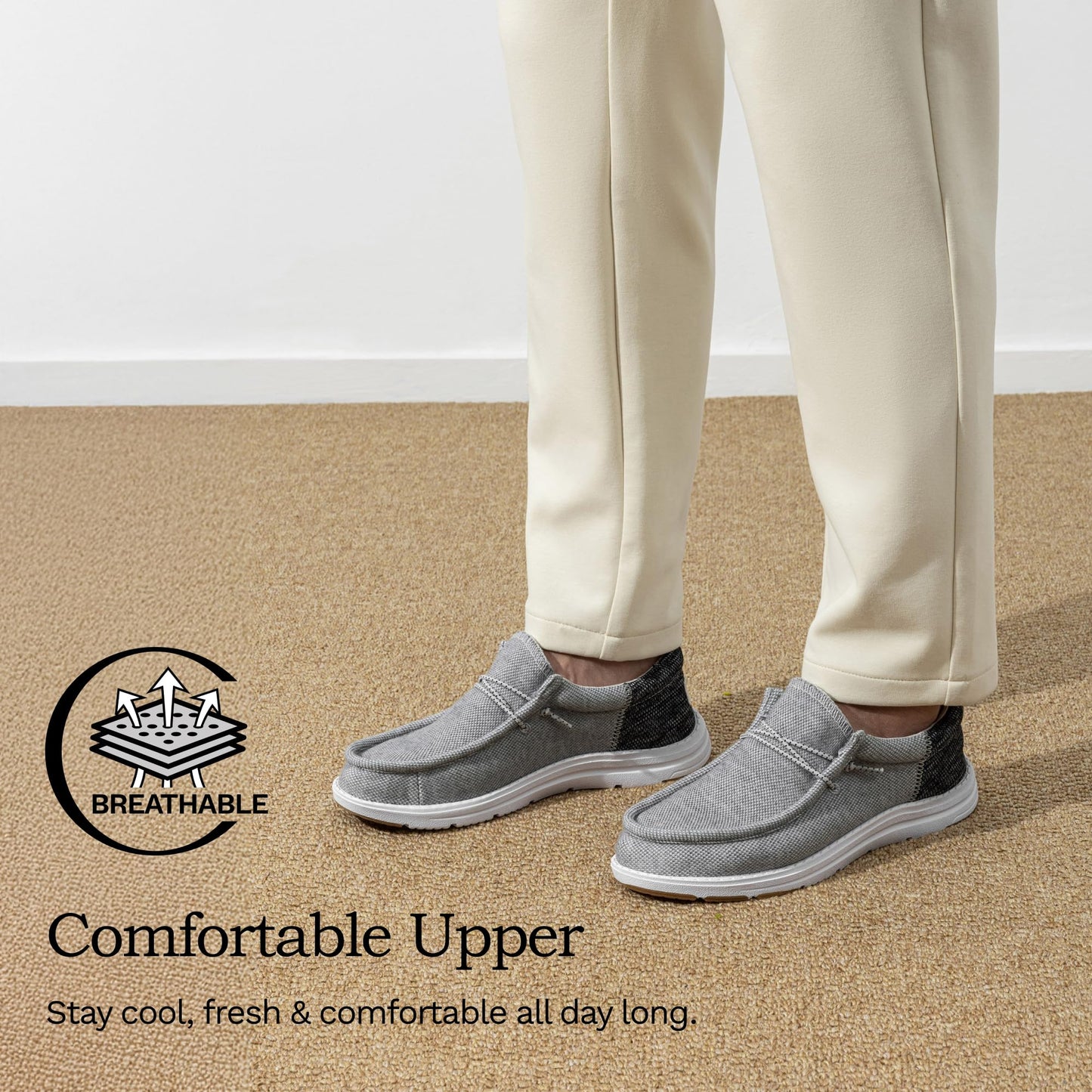 Bruno Marc Men’s Loafers Slip-on Casual Boat Shoes,Grey,9.5