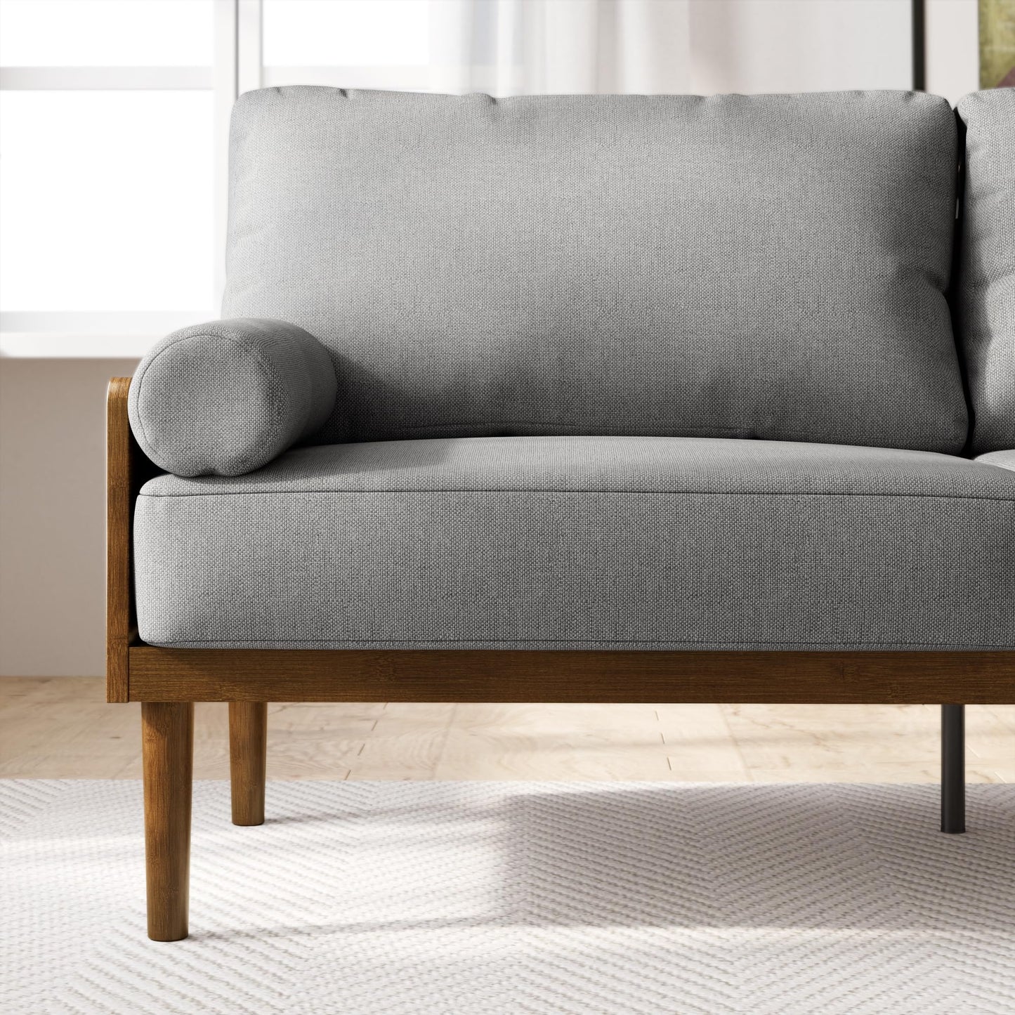Zinus 68 Inch Sofa - Denzel Bamboo Sofa - Affordable Couch for Living Room, Office, and Play Room, with Sustainable Bamboo and Durable Steel, Easy Assembly, Dark Grey