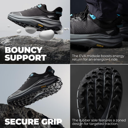 NORTIV 8 Men's Wide Toe Box Trail Running Shoes Cushioned Walking Barefoot Workout Cross Training Gym Shoe Casual Sneakers Whitney,Size 9,Black,SNRS25001M
