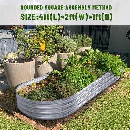 Land Guard Galvanized Raised Garden Bed Kit, Galvanized Planter Raised Garden Boxes Outdoor, Oval Large Metal Raised Garden Beds for Vegetables……