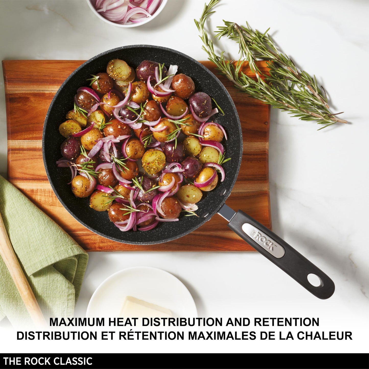Starfrit The Rock 20cm (8") Non-Stick Fry Pan - Durable Forged Aluminum - Oven Safe - PFOA Free - Easy to Clean - Black