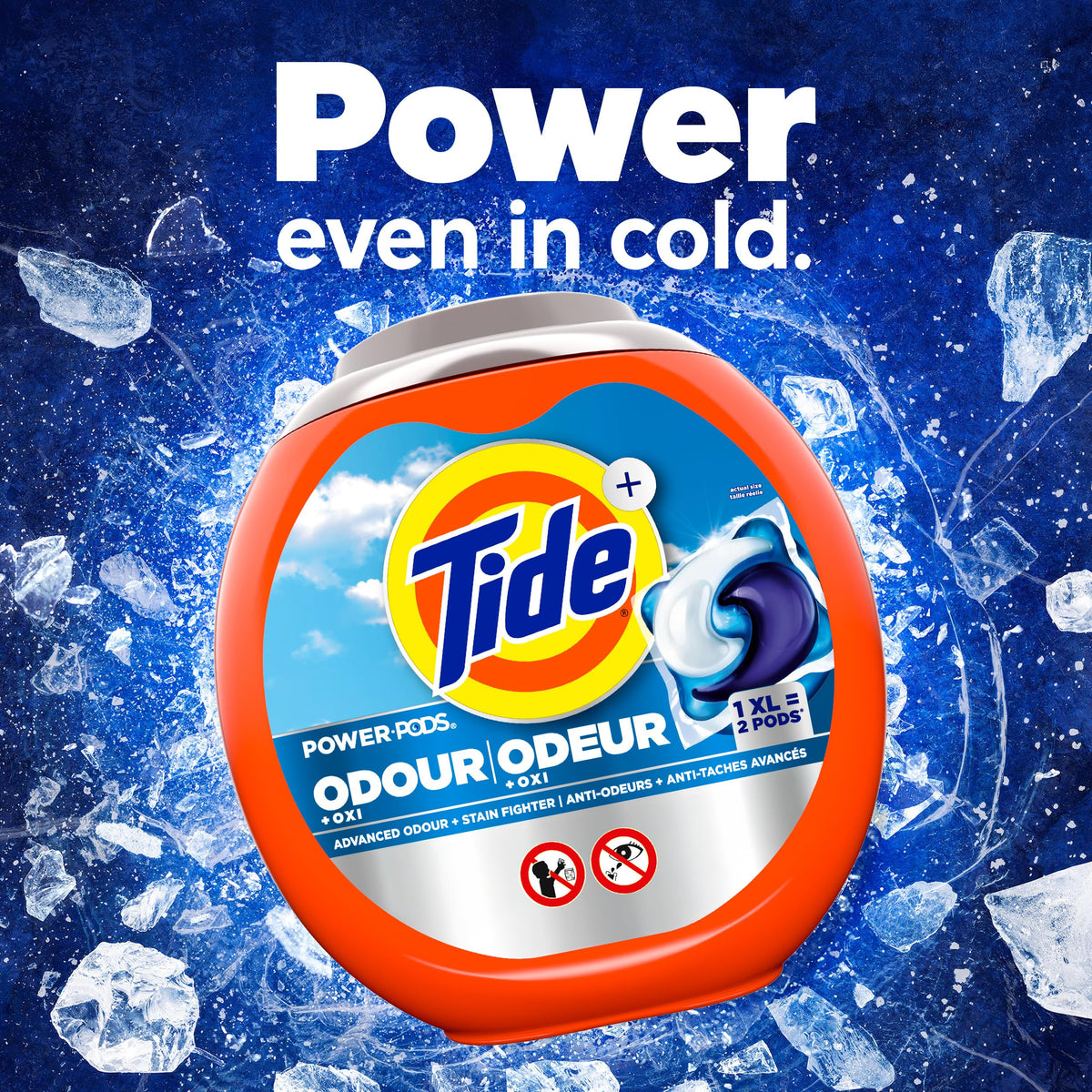 Tide Odour + Oxi Laundry Detergent Pacs, Original Scent, Advanced Odour + Stain Fighter, laudry soap washing detergent pacs, 25 Count