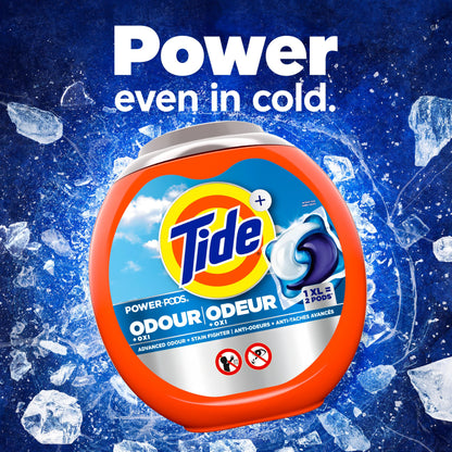 Tide Odour + Oxi Laundry Detergent Pacs, Original Scent, Advanced Odour + Stain Fighter, laudry soap washing detergent pacs, 25 Count