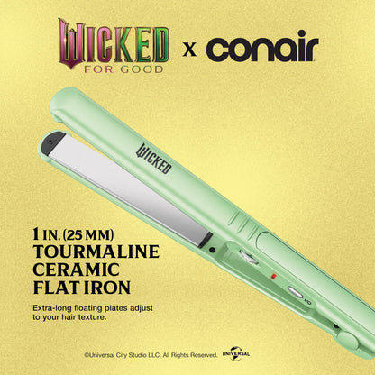 Conair Wicked Elphaba 1" Extra Long Ceramic Flat Iron, Straightener, Green
